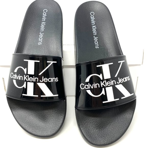 💖MEGA SALE💖 Calvin Klein Mavett Monogram Slide Sandal Black Men's Size - Picture 7 of 12